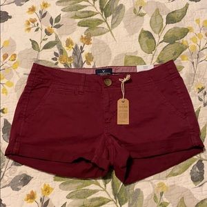NWT! American Eagle AE shortie maroon shorts 6